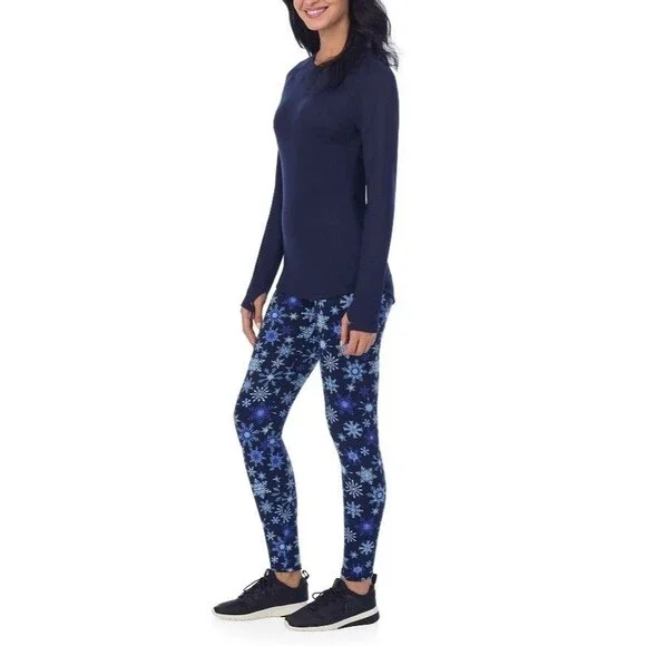 ClimateRight by Cuddl Duds 2pc Women's S Knit Base Layer Top Legging Set Blue - Picture 5 of 12